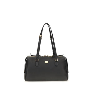 Dolce & Gabbana Schwarze Bos Taurus Kalbsleder Schultertasche