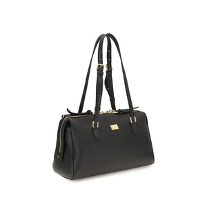 Dolce & Gabbana Schwarze Bos Taurus Kalbsleder Schultertasche