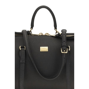 Dolce & Gabbana Schwarze Bos Taurus Kalbsleder Schultertasche
