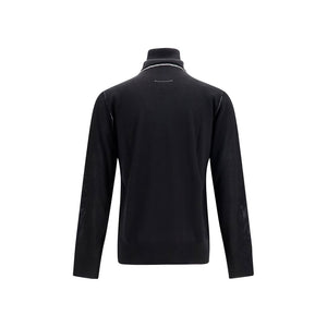 MM6 Schwarzer Wollpullover Aries Turtleneck
