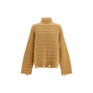 MM6 Beige Wollpullover Oves Aries Rollkragenpullover