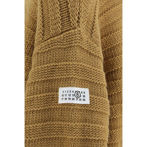 MM6 Beige Wollpullover Oves Aries Rollkragenpullover