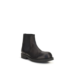 MM6 Schwarze Kalbshaut-Stiefeletten im Chelsea-Stil aus Bos Taurus-Leder