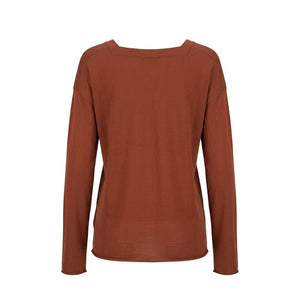 Malo Brauner Baumwollpullover für Damen