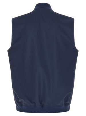 Brunello Cucinelli Ärmellose blaue Jacke aus Polyester