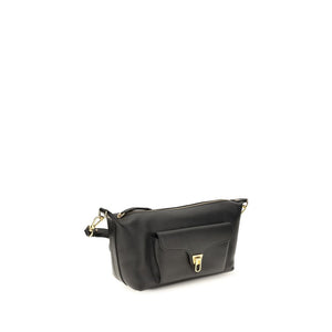 Coccinelle Schwarze Bos Taurus Kalbsleder Schultertasche