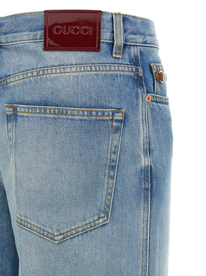 Gucci Blaue Baumwoll-Jeans mit ausgestelltem Bein