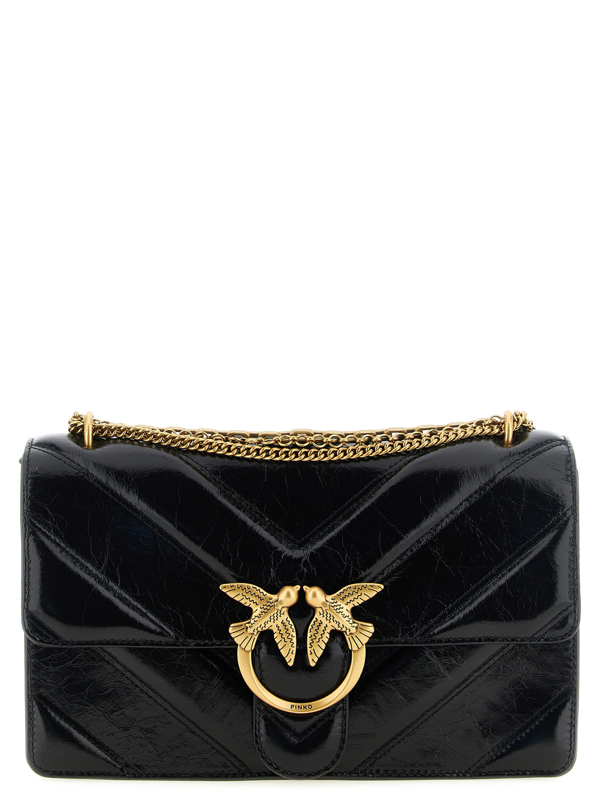 PINKO Schwarze Kalbsleder-Schultertasche