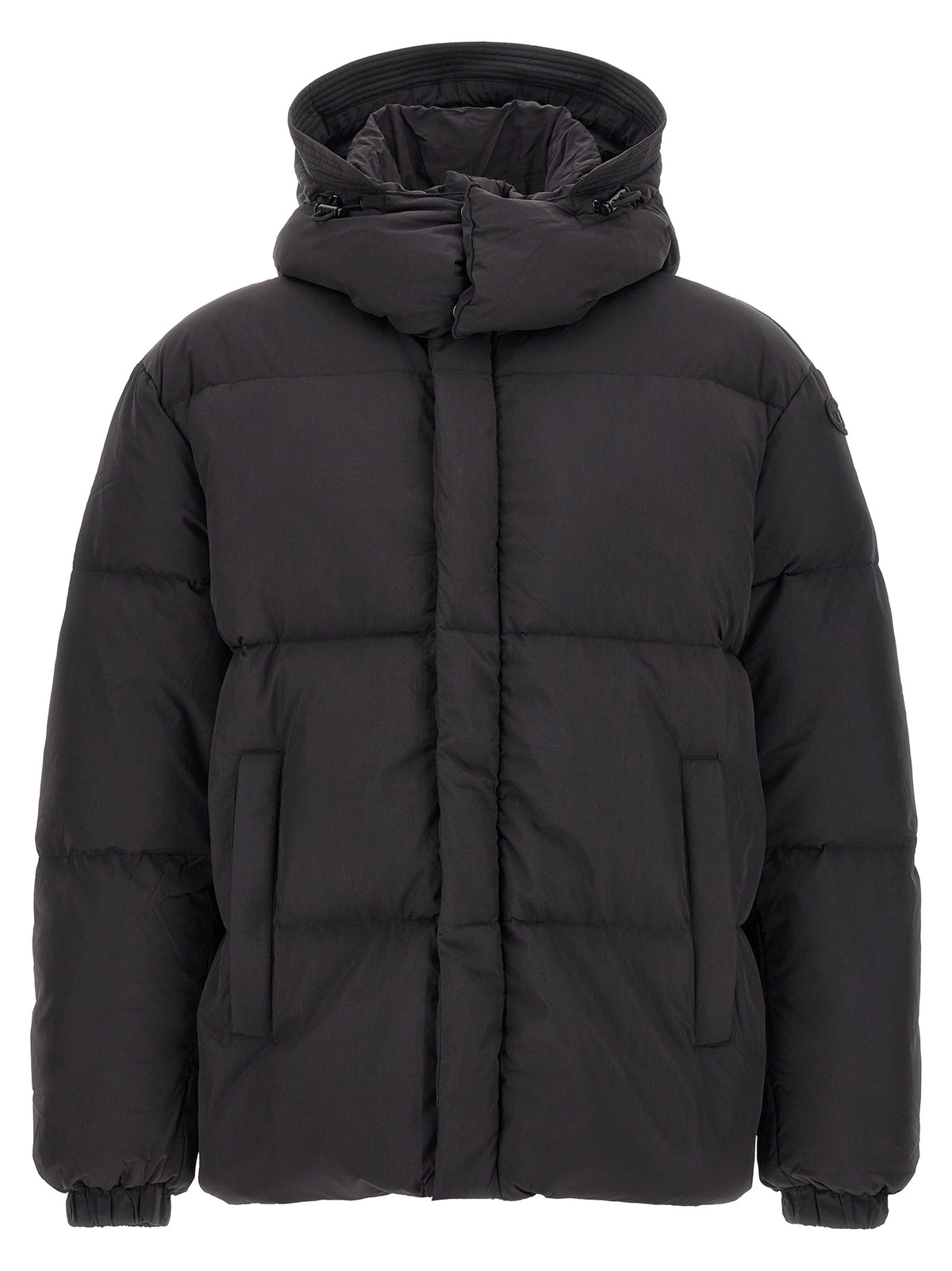 Diesel Schwarze Polyamid-Jacke in voller Länge