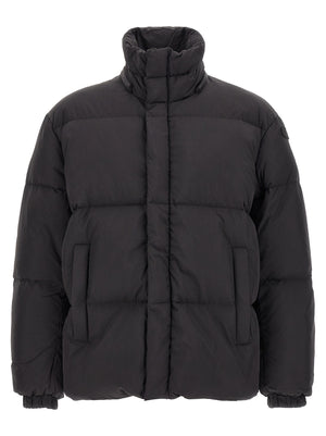 Diesel Schwarze Polyamid-Jacke in voller Länge