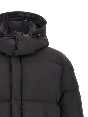 Diesel Schwarze Polyamid-Jacke in voller Länge