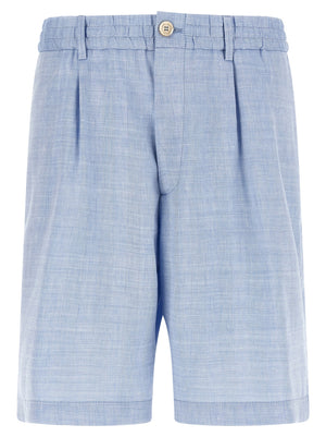 Brunello Cucinelli Blaue Leinen-Bermudashorts