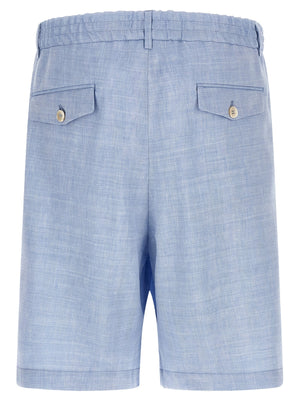 Brunello Cucinelli Blaue Leinen-Bermudashorts