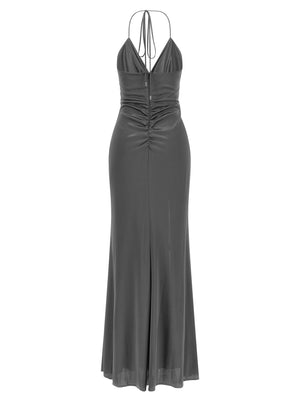 PINKO Langes Kleid aus Acetat in Grau