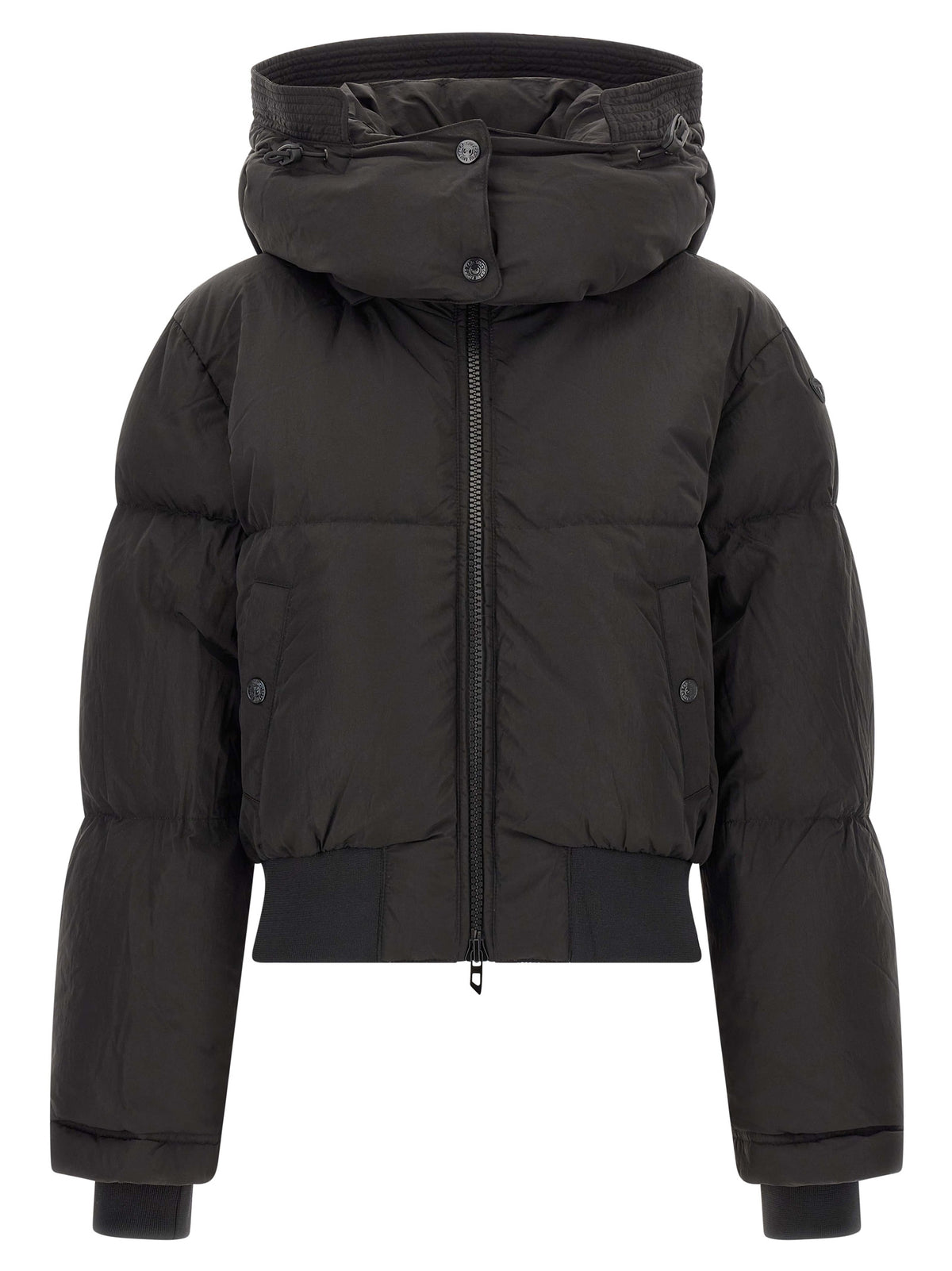 Diesel Schwarze Polyamid-Jacke in voller Länge