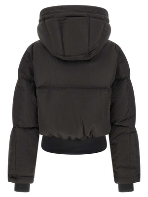 Diesel Schwarze Polyamid-Jacke in voller Länge