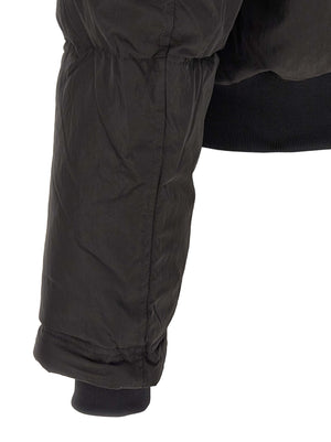Diesel Schwarze Polyamid-Jacke in voller Länge