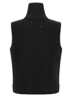 Maison Margiela Ärmelloser Pullover aus schwarzer Wolle