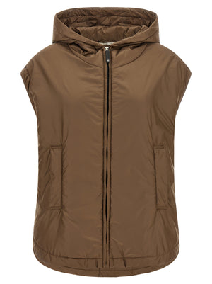 Max Mara Braune ärmellose Jacke aus Polyester