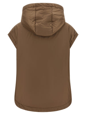 Max Mara Braune ärmellose Jacke aus Polyester
