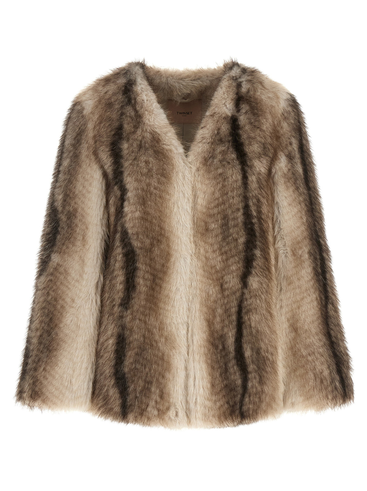 Twinset Braune Polyester-Jacke in voller Länge