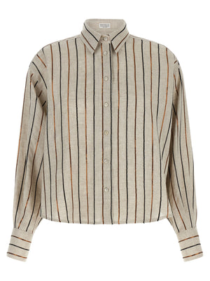 Brunello Cucinelli Bicolor Leinenbluse