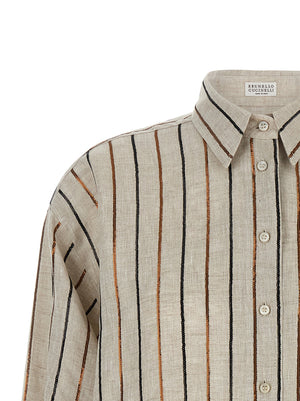 Brunello Cucinelli Bicolor Leinenbluse
