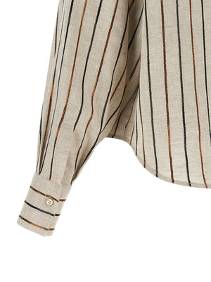 Brunello Cucinelli Bicolor Leinenbluse