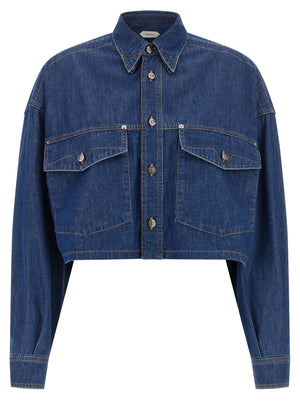 Versace Blaue Baumwollbluse