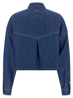 Versace Blaue Baumwollbluse