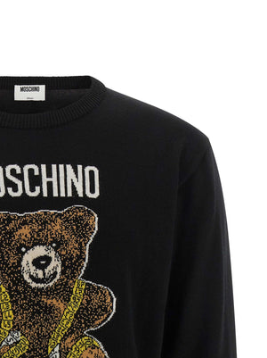 Moschino Schwarzer Cardigan aus Schurwolle