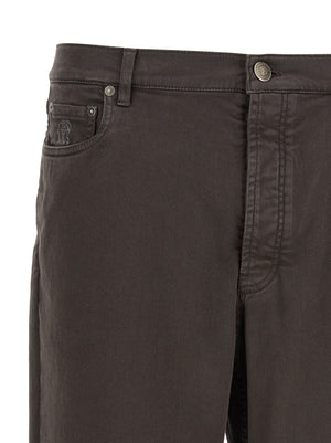Brunello Cucinelli Braune Baumwolljeans mit geradem Bein