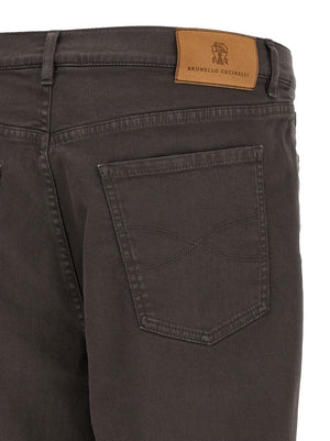 Brunello Cucinelli Braune Baumwolljeans mit geradem Bein