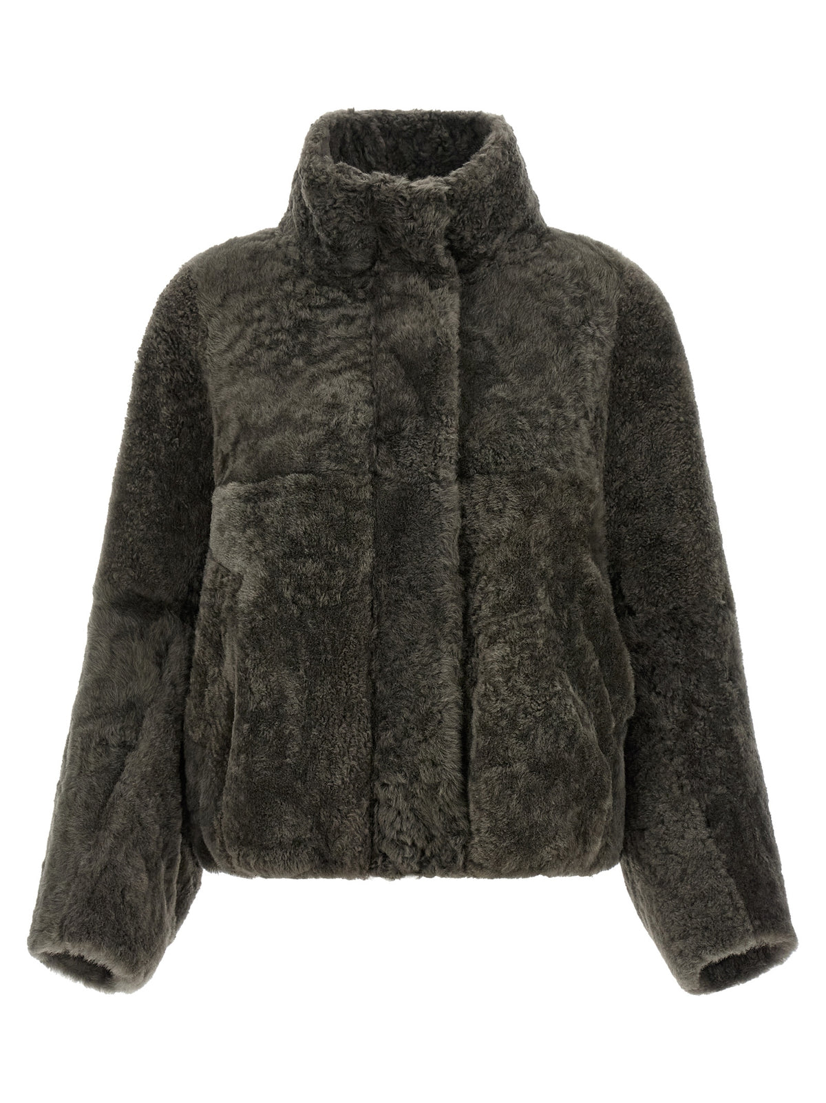 Brunello Cucinelli Graue Lammleder-Jacke in voller Länge