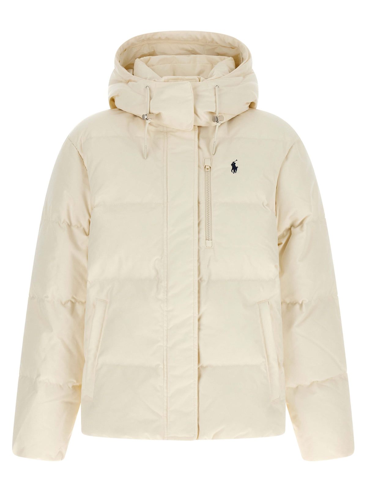 Polo Ralph Lauren Weiße Polyester-Jacke in voller Länge