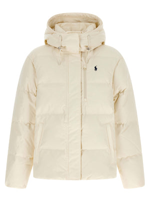 Polo Ralph Lauren Weiße Polyester-Jacke in voller Länge