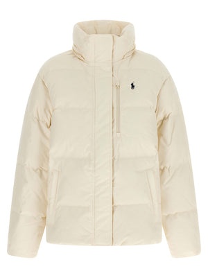 Polo Ralph Lauren Weiße Polyester-Jacke in voller Länge