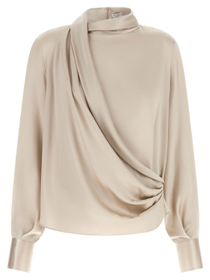Brunello Cucinelli Beige Seidenbluse