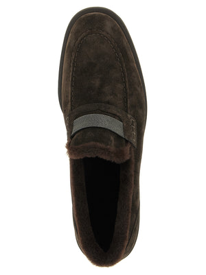 Brunello Cucinelli Braune Kalbsleder-Slipper