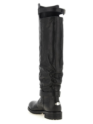 Jimmy Choo Schwarze Leder Overknee-Stiefel