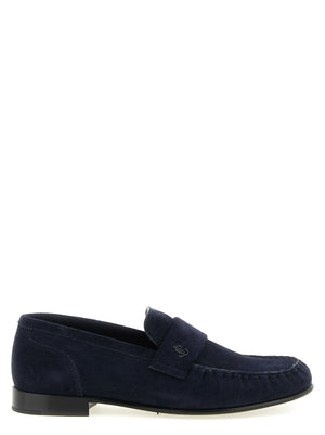 Jimmy Choo Blaue Loafer aus Leder zum Hineinschlüpfen