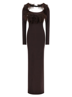 The Attico Braunes Viskose-Maxikleid