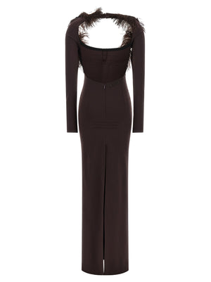 The Attico Braunes Viskose-Maxikleid