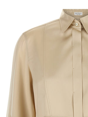 Brunello Cucinelli Beige Seidenbluse