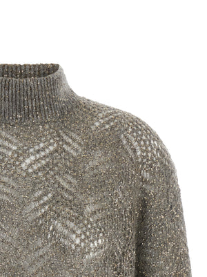 Brunello Cucinelli Grauer Cardigan aus Polyamid