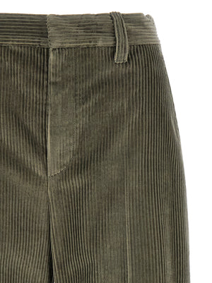 Brunello Cucinelli Ausgestellte Baumwollhose in Grün