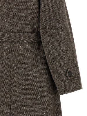 Brunello Cucinelli Mantel aus reiner Schurwolle in Braun