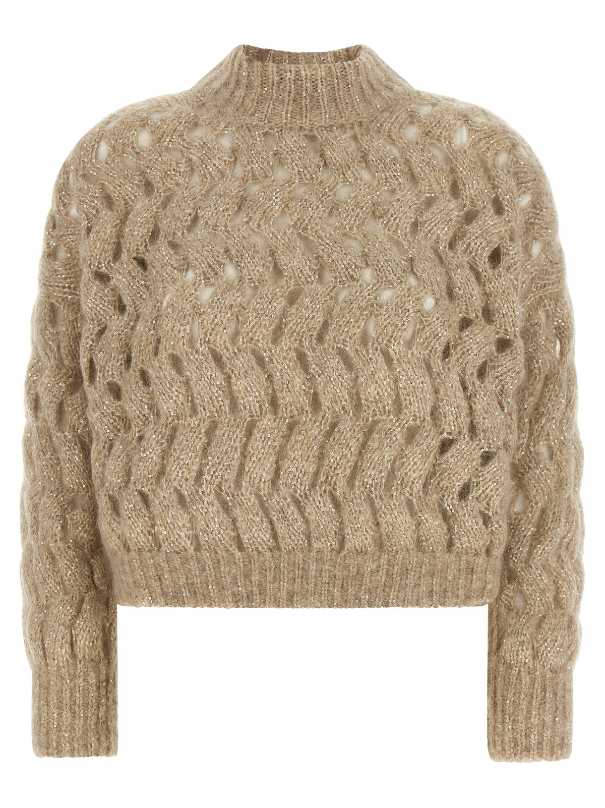 Brunello Cucinelli Beige Wollstrickjacke