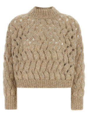 Brunello Cucinelli Beige Wollstrickjacke