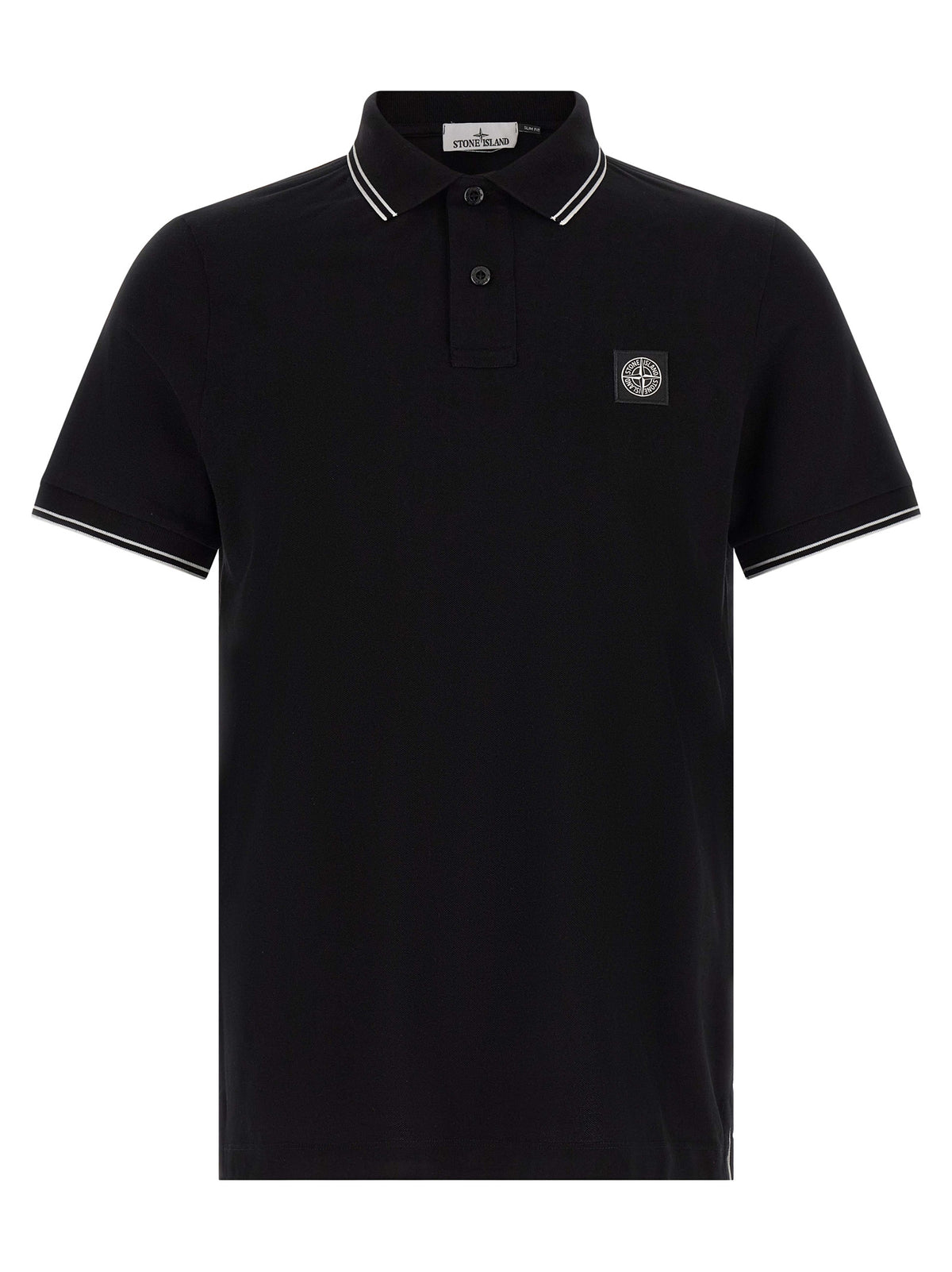 Stone Island Schwarzes Baumwoll-Poloshirt